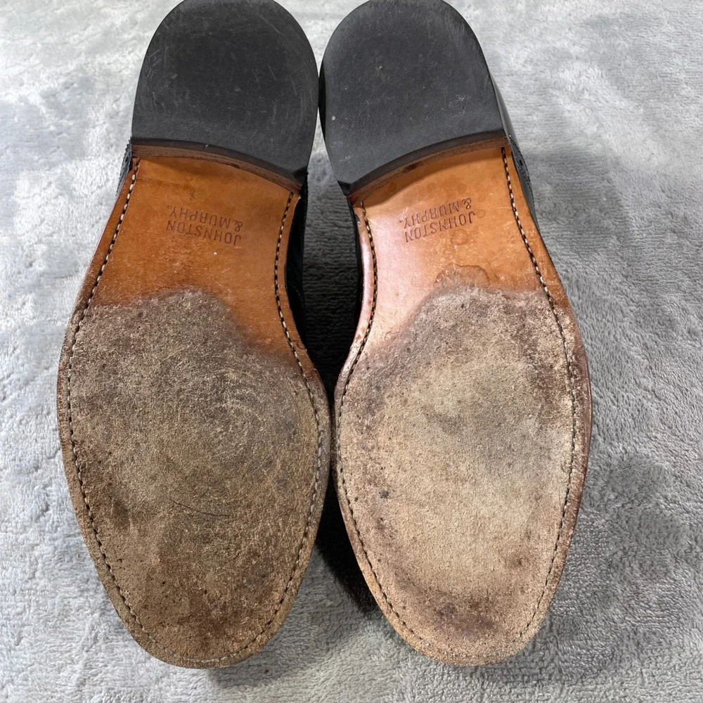 Johnston Murphy Oxford Dress Shoes Mens 8.5 Burgundy Black Leather Office Career